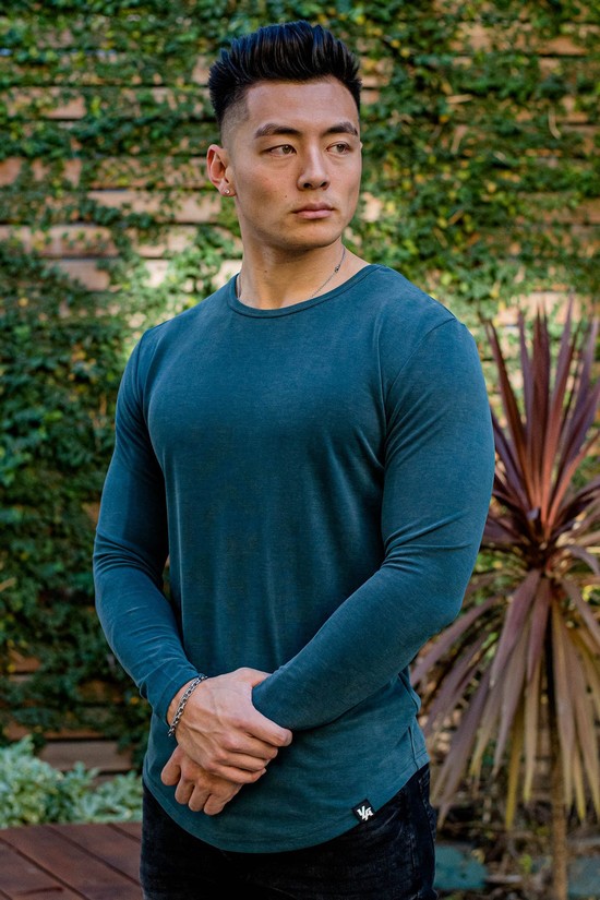 Camisas Youngla 807 Ultraflex Longsleeves Hombre Azules | MUIKOAJ-92