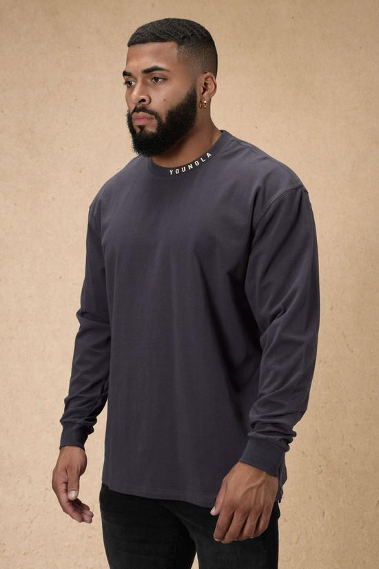 Camisas Youngla 810 Trademark Longsleeves Hombre Gris | UESGYVN-50