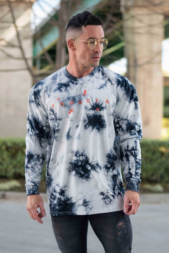 Camisas Youngla 811 Liberty Long Sleeves Hombre Negras Blancas | ZNKAYPD-70