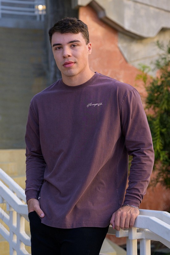 Camisas Youngla 812 Signature Long Sleeves Hombre Moradas | HRDVSYQ-43
