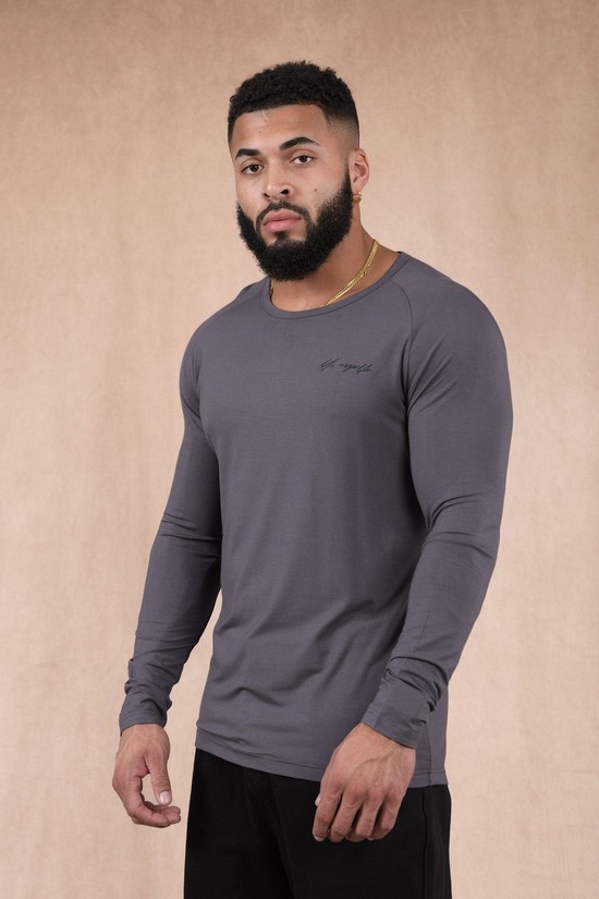 Camisas Youngla 813 Delt Longsleeves Hombre Gris | UPIZASE-48