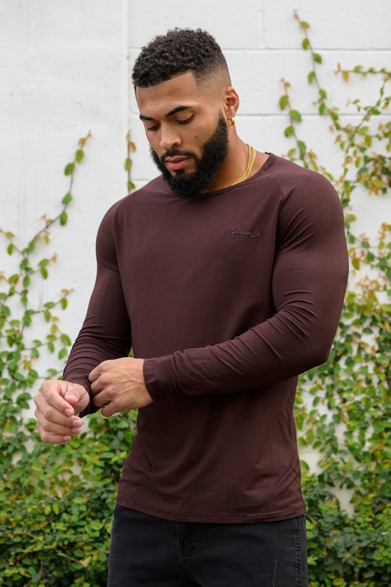 Camisas Youngla 813 Delt Longsleeves Hombre Marrones | VWUORND-12