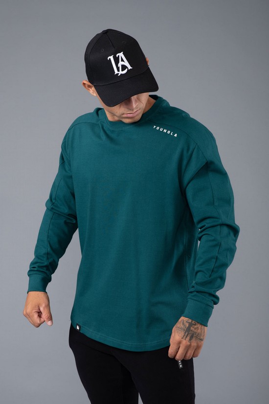 Camisas Youngla 814 Offset Long Sleeves Hombre Azules | EVDMUCK-26