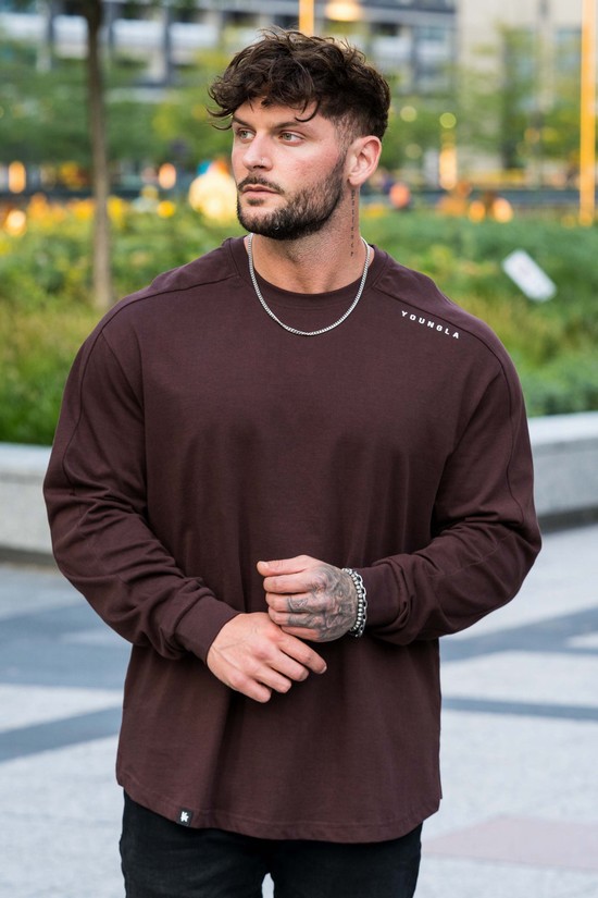 Camisas Youngla 814 Offset Long Sleeves Hombre Cafe | QIXVUBR-17