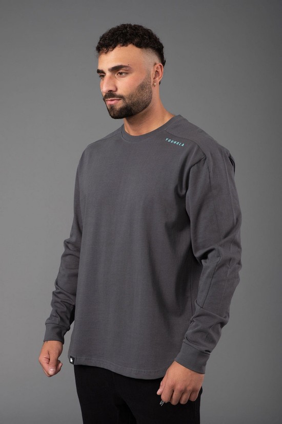 Camisas Youngla 814 Offset Long Sleeves Hombre Gris | WEVDXFS-23