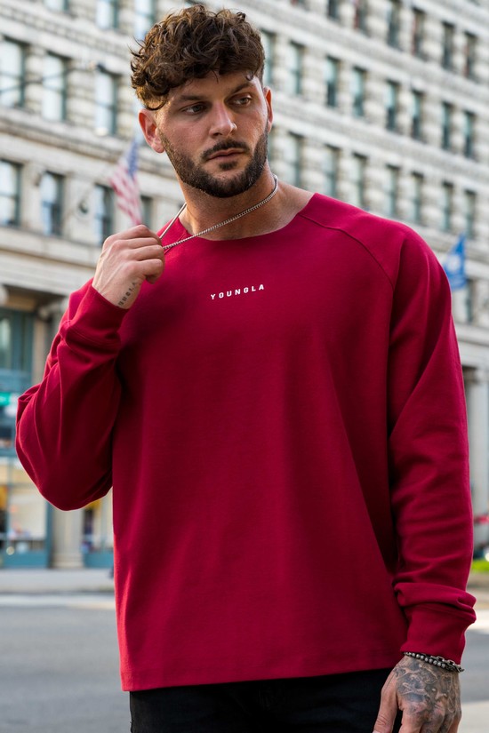 Camisas Youngla 815 Raw Neck Cloud Longsleeves Hombre Rojas | GVJQPAI-04