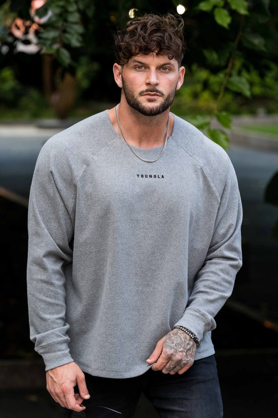 Camisas Youngla 815 Raw Neck Cloud Longsleeves Hombre Gris | WORJDFS-79