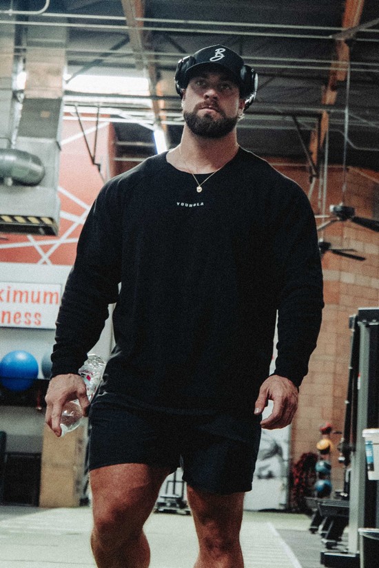 Camisas Youngla 815 Raw Neck Cloud Longsleeves Hombre Negras | ZIFSMKV-41