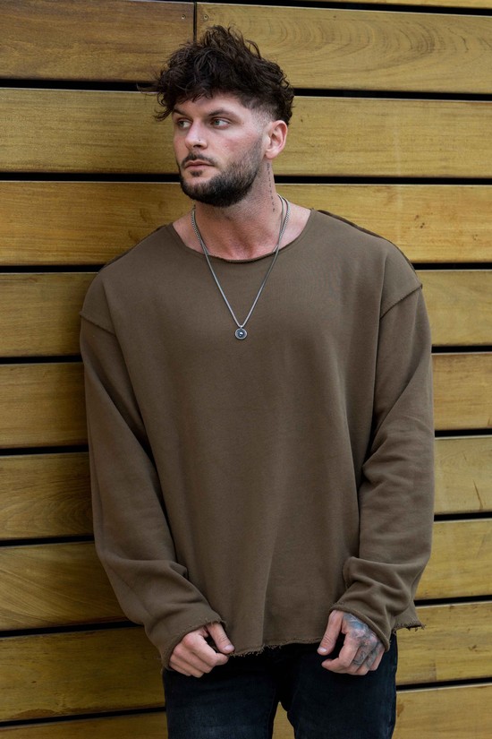 Camisas Youngla 816 Terry Raw Cut Reversible Longsleeves Hombre Cafe | JGZNIMC-83
