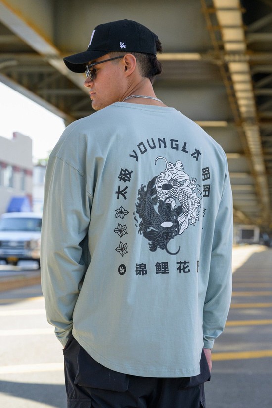 Camisas Youngla 822 Bushido Longsleeves Hombre Gris | XLTREKJ-34