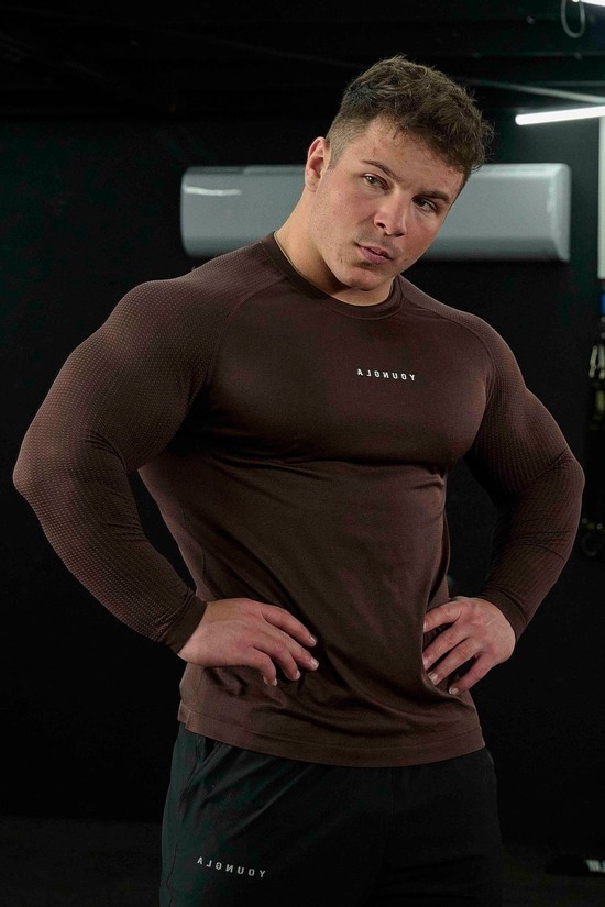 Camisas Youngla 823 New Gen Compression Longsleeves Hombre Marrones | URXAYMJ-46