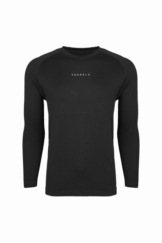 Camisas Youngla 823 New Gen Compression Longsleeves Hombre Negras | ZWLCERB-76