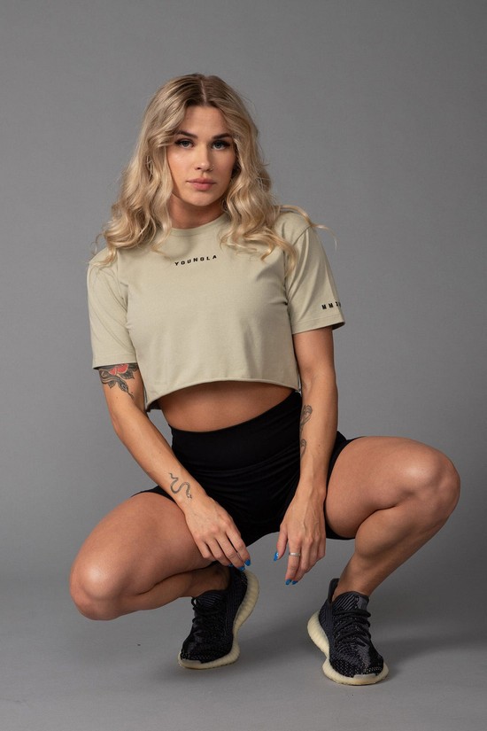 Camisas Youngla W403 Established Cropped Mujer Gris | YUKZQRG-32