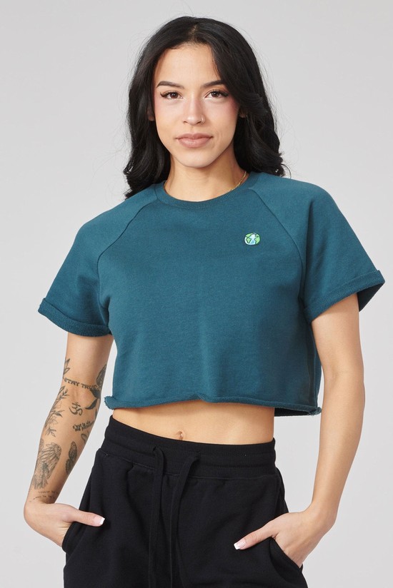 Camisas Youngla W411 Raglan Cropped Mujer Azules | ACSVLMW-27
