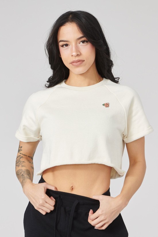 Camisas Youngla W411 Raglan Cropped Mujer Blancas | NMPEZBL-92