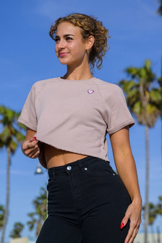 Camisas Youngla W411 Raglan Cropped Mujer Gris | XVECROI-26