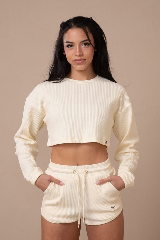 Camisas Youngla W413 Peachy Cropped Long Sleeve Mujer Beige | NWAQHVZ-83