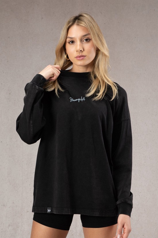 Camisas Youngla W416 Retro Long Sleeve Mujer Negras | XOSKMEP-27