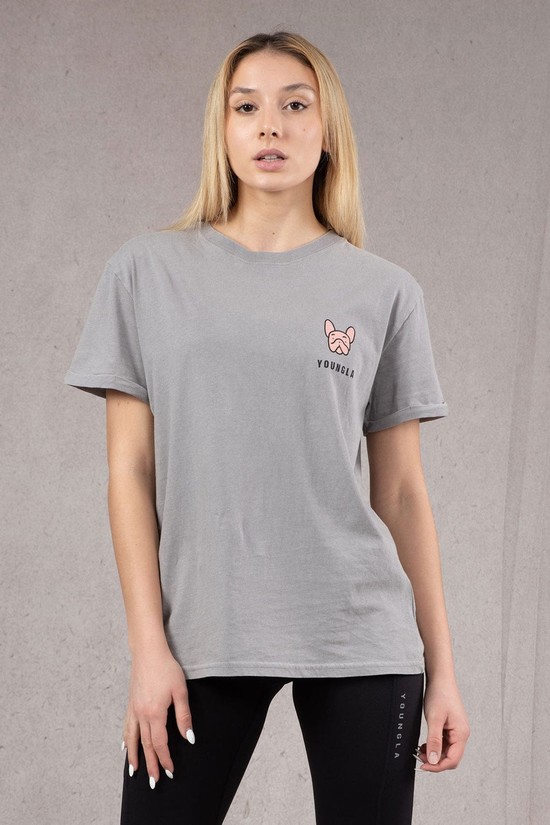 Camisas Youngla W417 Iggy Oversized Mujer Gris | HUIXFJE-76