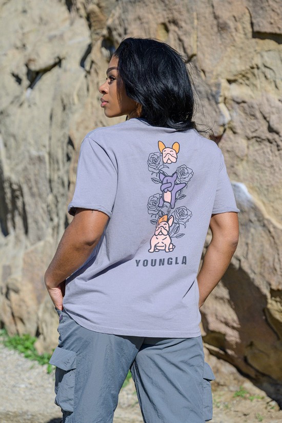Camisas Youngla W417 Iggy Oversized Mujer Gris | QDBSJOY-68