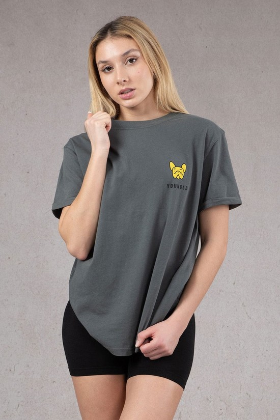Camisas Youngla W417 Iggy Oversized Mujer Gris | TZGOYIV-52