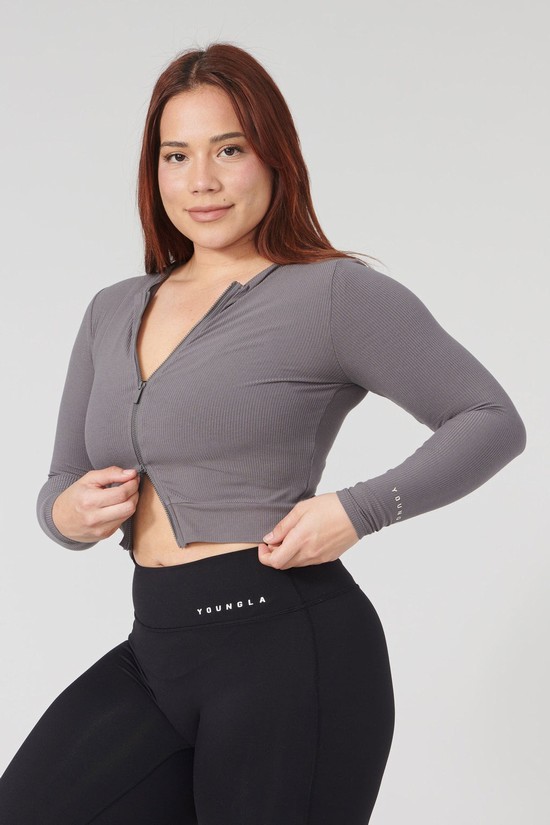 Camisas Youngla W418 Dual Zip Long Sleeve Mujer Gris | HIRKNGF-70