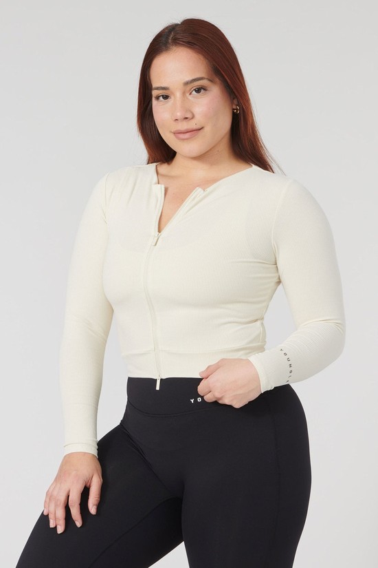 Camisas Youngla W418 Dual Zip Long Sleeve Mujer Blancas | KZNWGHM-64
