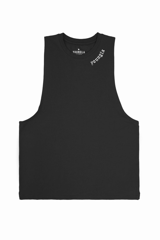 Camiseta Tirantes Youngla 303 Old English Hombre Negras | TJKHXDE-53