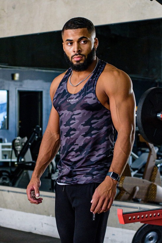 Camiseta Tirantes Youngla 305 Performance Line Hombre Moradas | XPZAFGV-68