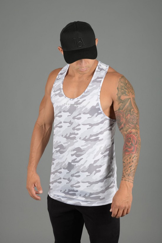 Camiseta Tirantes Youngla 305 Performance Line Hombre Blancas Gris | ZXYGHAM-92