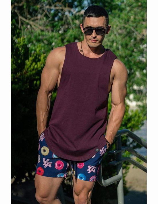 Camiseta Tirantes Youngla 308 Muscle Hombre Burdeos | BRZMCQG-57