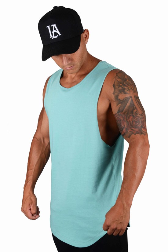 Camiseta Tirantes Youngla 308 Muscle Hombre Azules | IEBNYZS-35