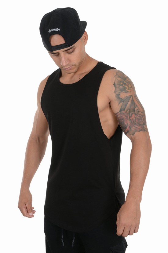 Camiseta Tirantes Youngla 308 Muscle Hombre Negras | IQMPCYG-51