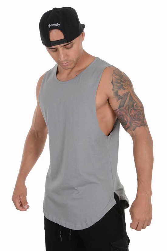Camiseta Tirantes Youngla 308 Muscle Hombre Gris | KJQLGOA-02