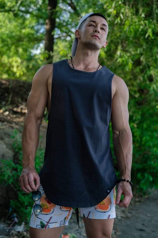 Camiseta Tirantes Youngla 308 Muscle Hombre Azul Marino | KZMSHEG-49