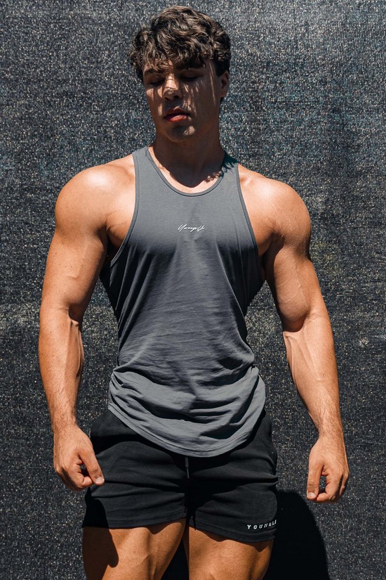 Camiseta Tirantes Youngla 309 Signature Hombre Gris | HNWZPQO-73