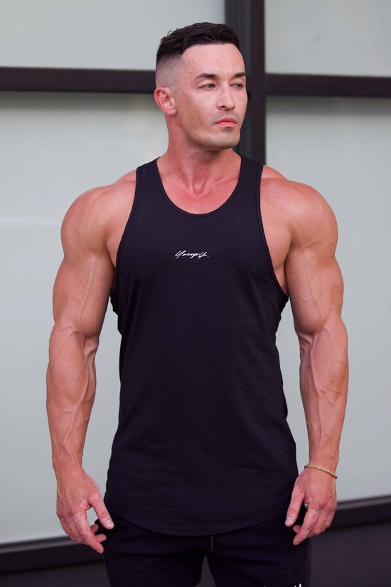 Camiseta Tirantes Youngla 309 Signature Hombre Negras | KAPRVXM-06