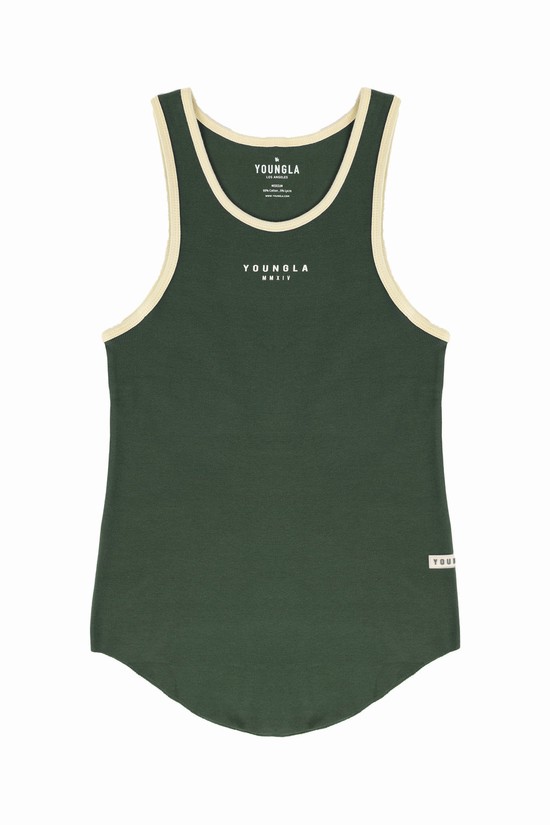 Camiseta Tirantes Youngla 313 Rocket Rib Hombre Verde | NMFQSRA-01