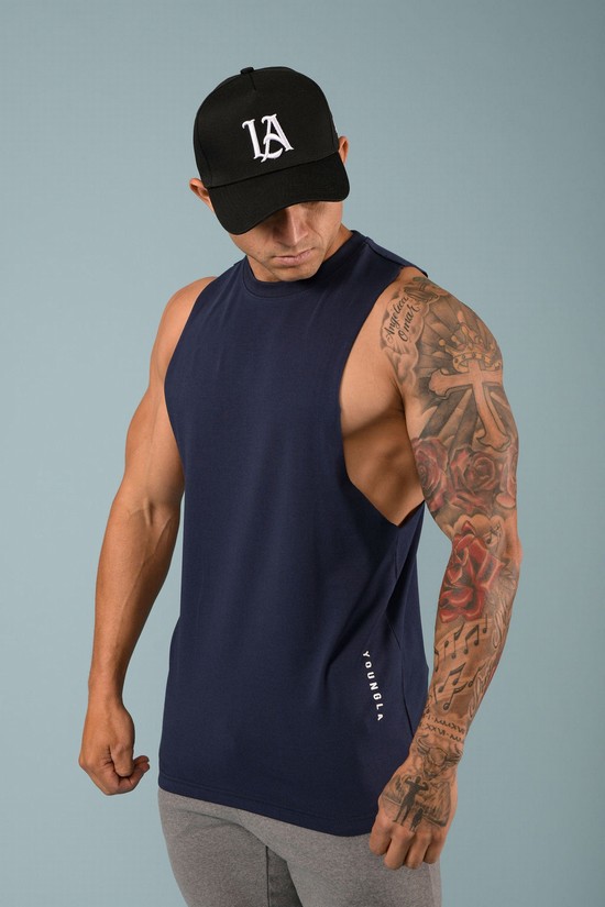 Camiseta Tirantes Youngla 317 Delt Hombre Azules | GFXDYET-51