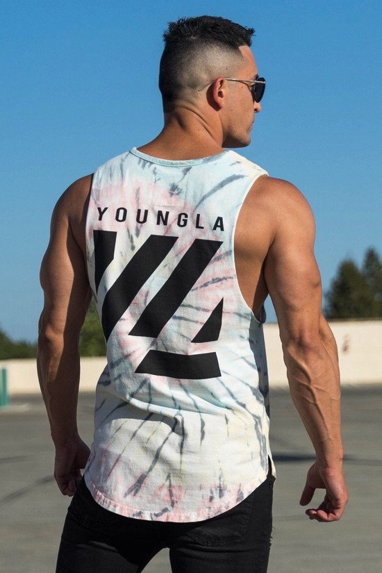 Camiseta Tirantes Youngla 321 Tie Dye Bloc Cut Off Hombre Multicolor | VUISDOK-93