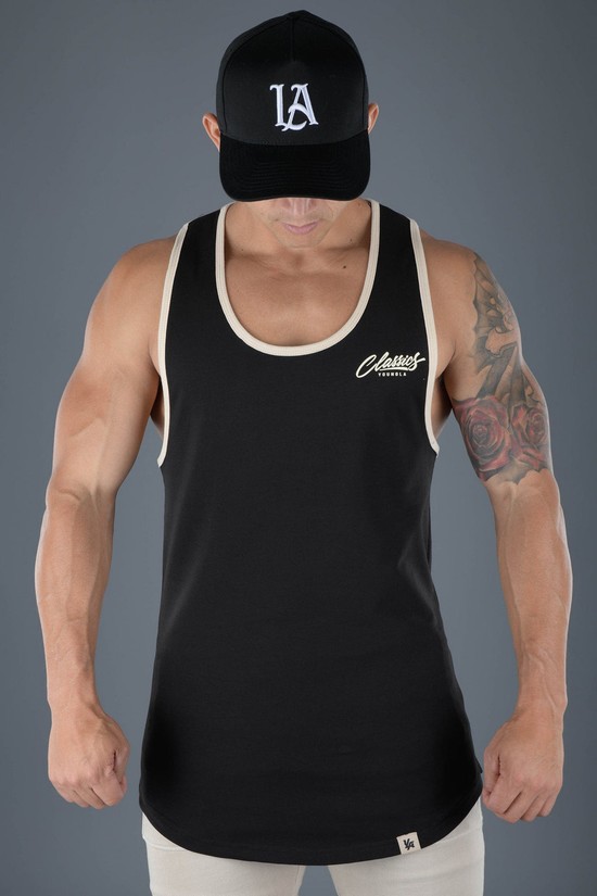 Camiseta Tirantes Youngla 324 Classics Stringer Hombre Negras | SXPDYIV-03