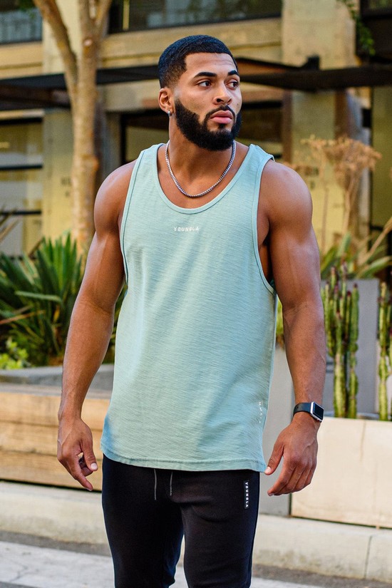Camiseta Tirantes Youngla 325 Marine Slub Hombre Verde | ATRQEUW-82