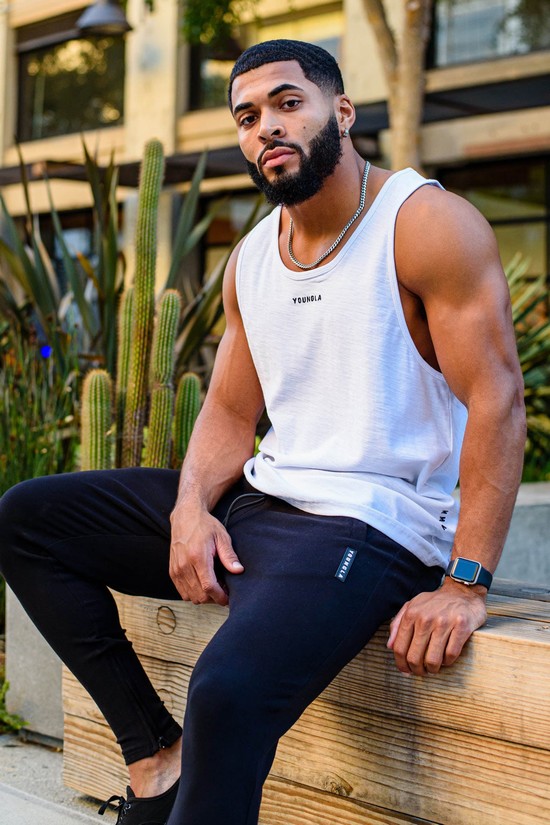 Camiseta Tirantes Youngla 325 Marine Slub Hombre Blancas | CGVQSNX-13
