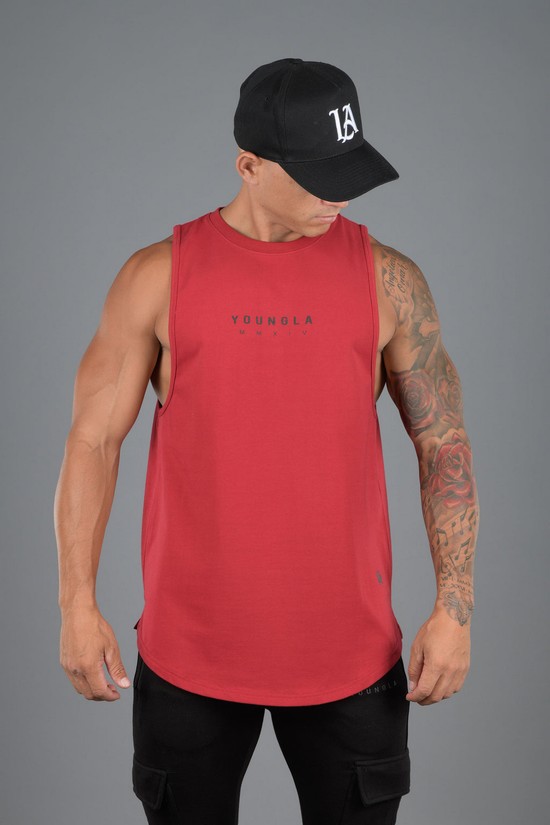 Camiseta Tirantes Youngla 326 Elemental Hombre Rojas | RILUEJF-69