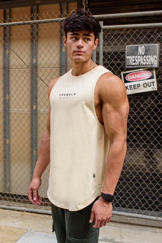 Camiseta Tirantes Youngla 326 Elemental Hombre Blancas | SKMGQIT-78