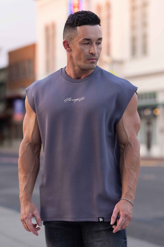 Camiseta Tirantes Youngla 328 Drop Shoulder Cut Offs Hombre Moradas | XPHFNOB-43