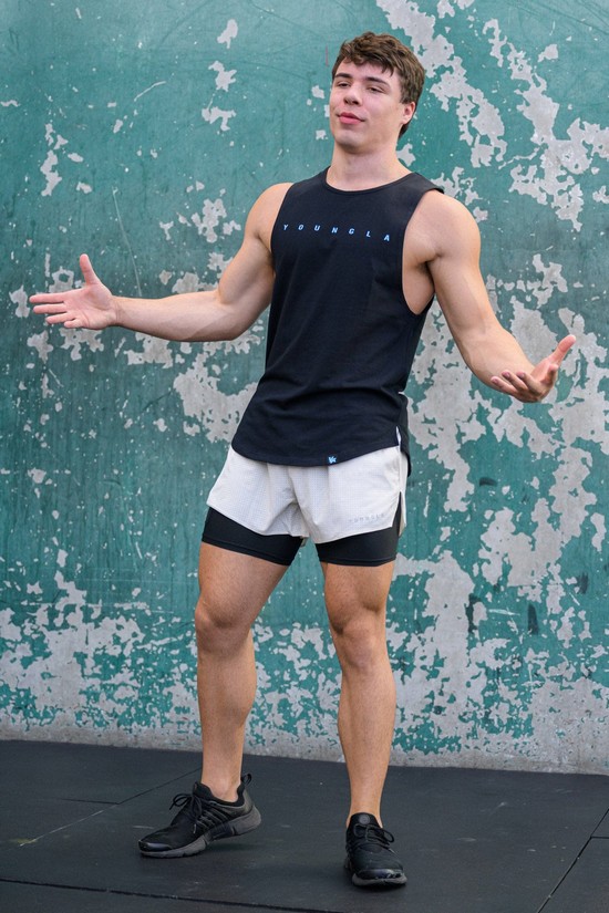Camiseta Tirantes Youngla 332 Infinity Muscle Hombre Negras | FQZRPGI-58