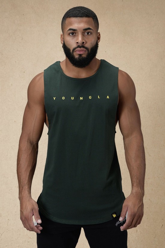 Camiseta Tirantes Youngla 332 Infinity Muscle Hombre Verde | OMYVPEG-42