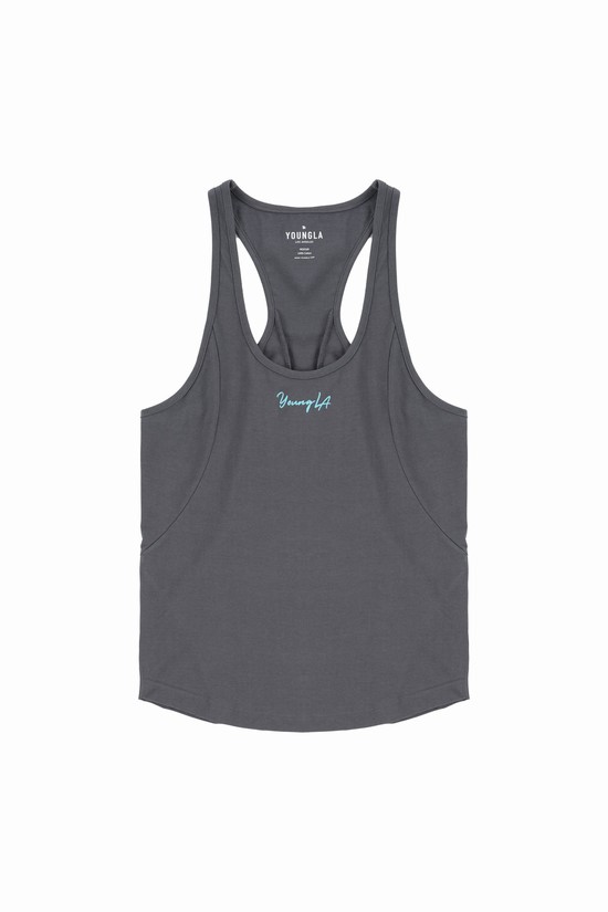 Camiseta Tirantes Youngla 333 Aesthetics Stringers Hombre Gris | LOIVEZP-64