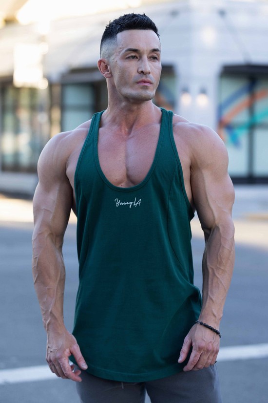 Camiseta Tirantes Youngla 333 Aesthetics Stringers Hombre Verde | PRUQKSY-58